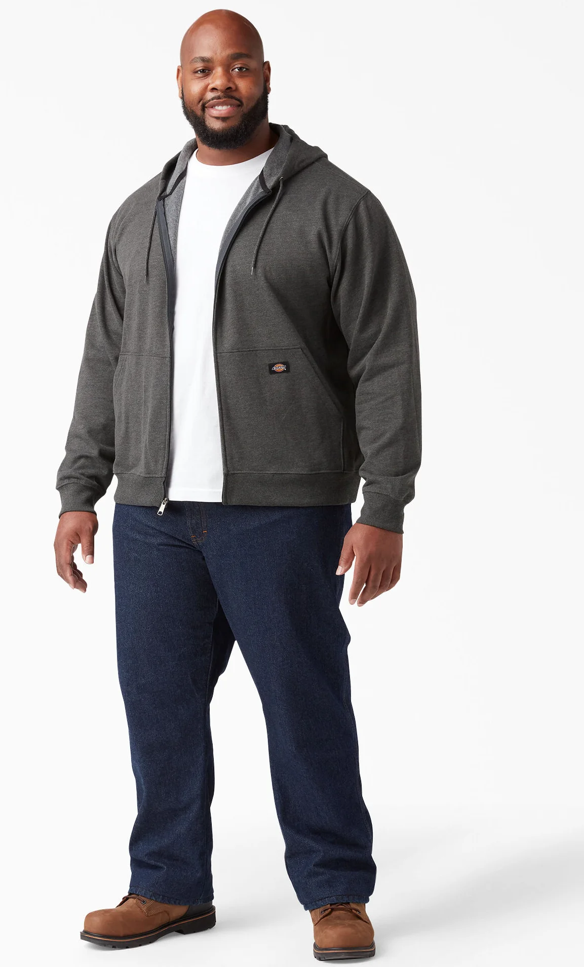 Dickies - Midweight Fleece Zip Hoodie | Dark Heather Grey - Image 2