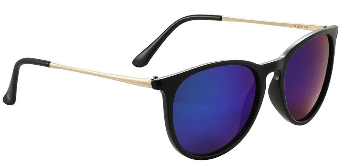Glassy - Sierra Sunglasses | Black Gold / Blue Mirror