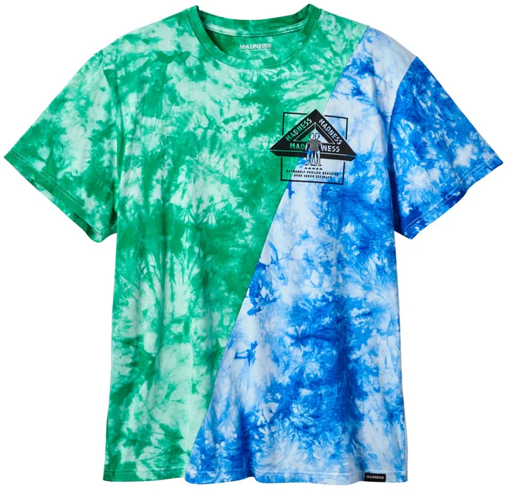 Madness - Tie-Dye Split Tee | Green Cool Grey