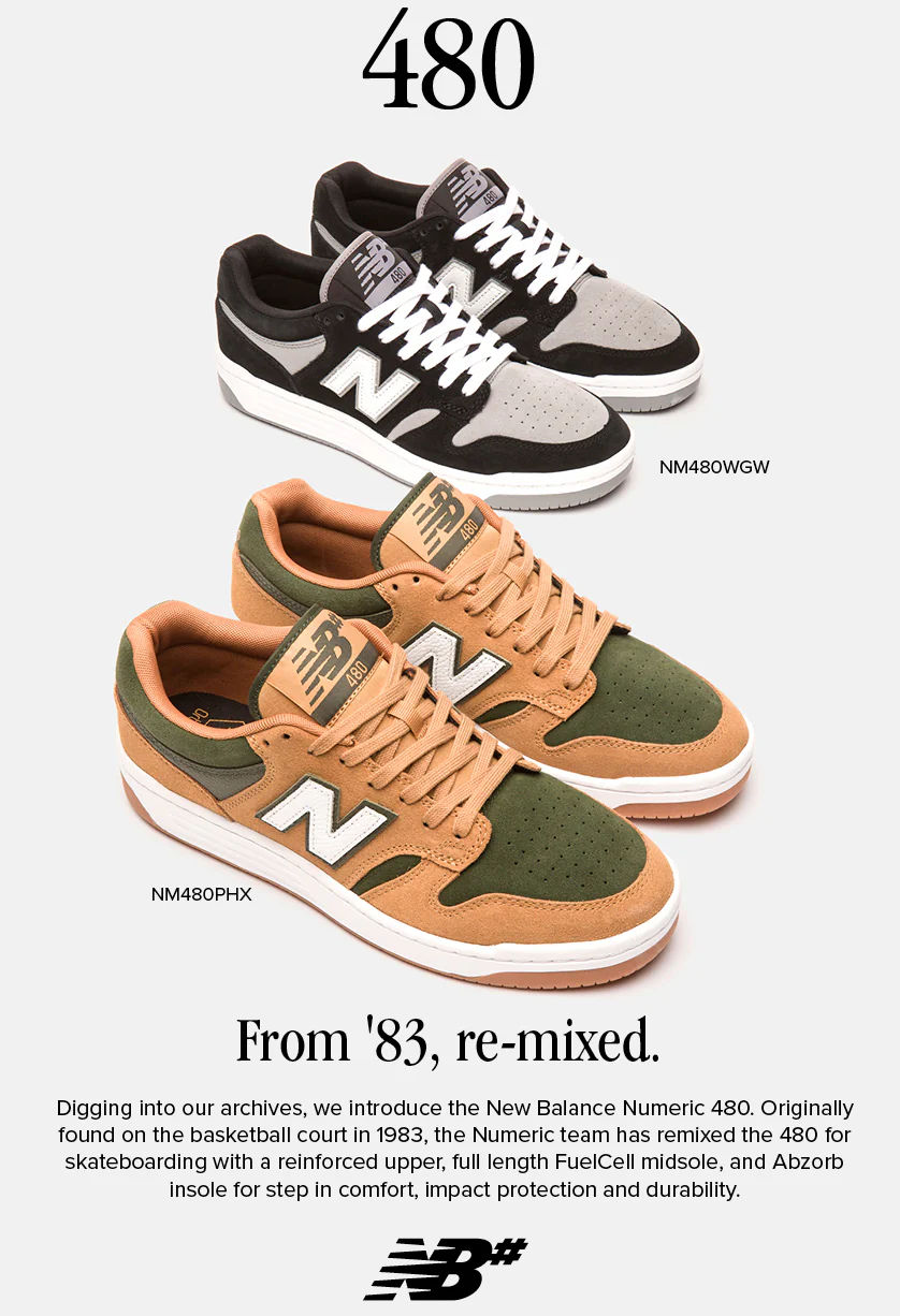 New Balance - Numeric 480 Shoes | Tan Green - Image 2