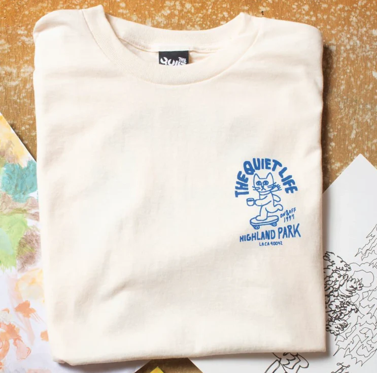Quiet Life - Skating Cat Tee | Cream - Image 3