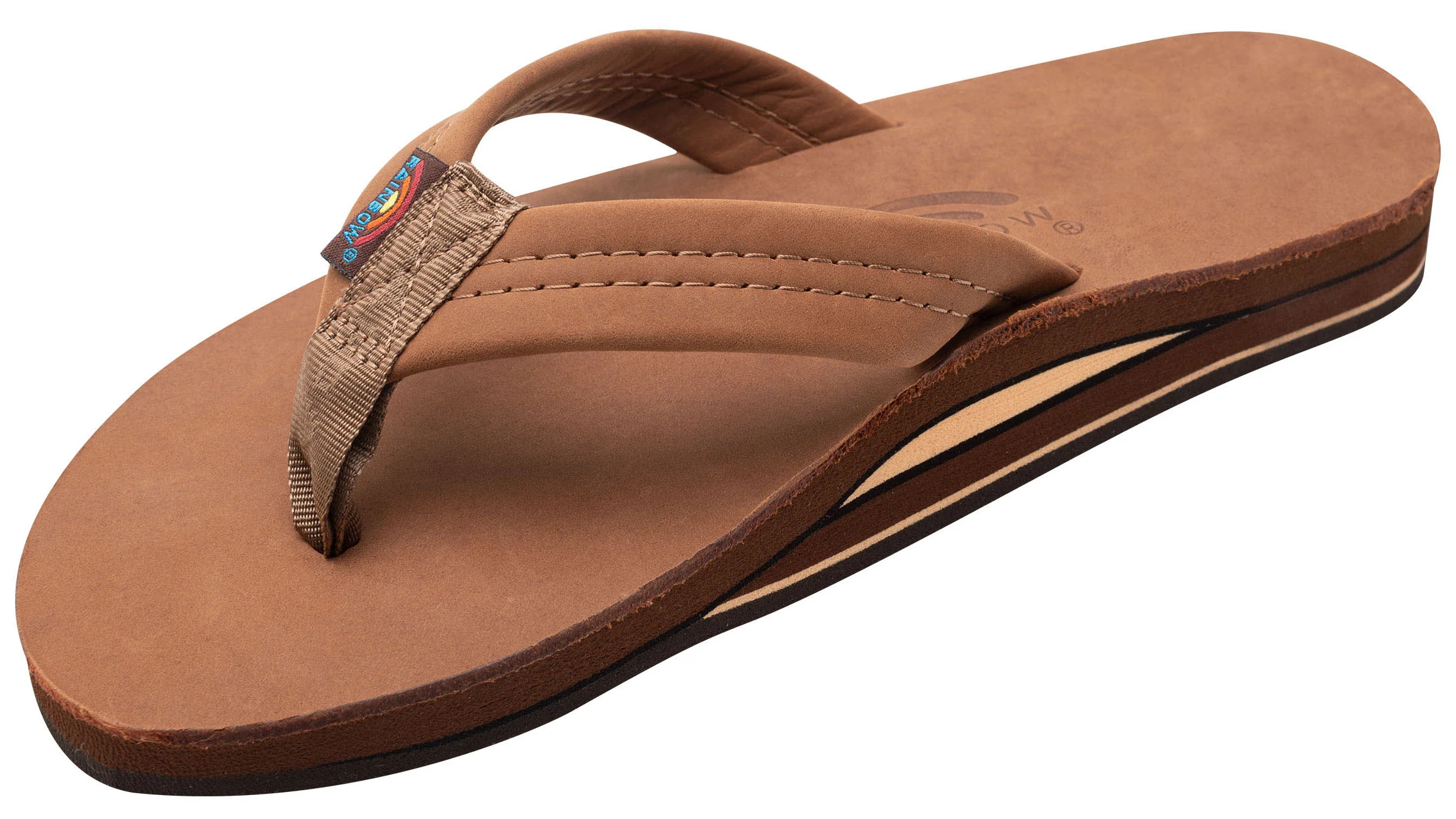 Rainbow - Men's Double Layer Leather Sandals | Redwood - Image 2