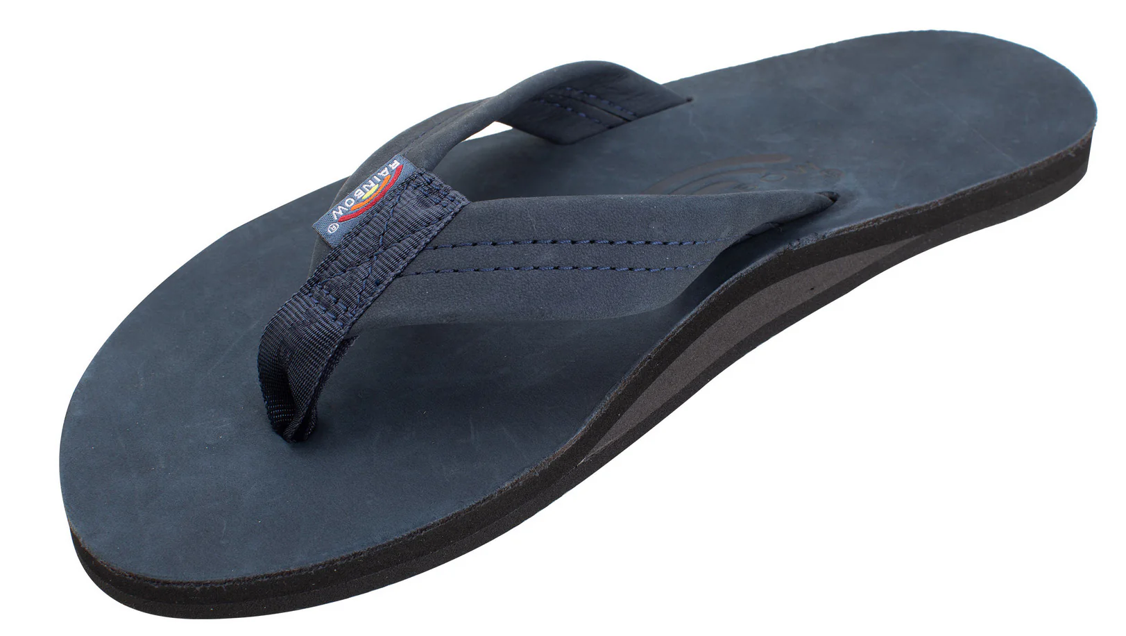 Rainbow - Men's Single Layer Leather Sandals | Navy - Image 2