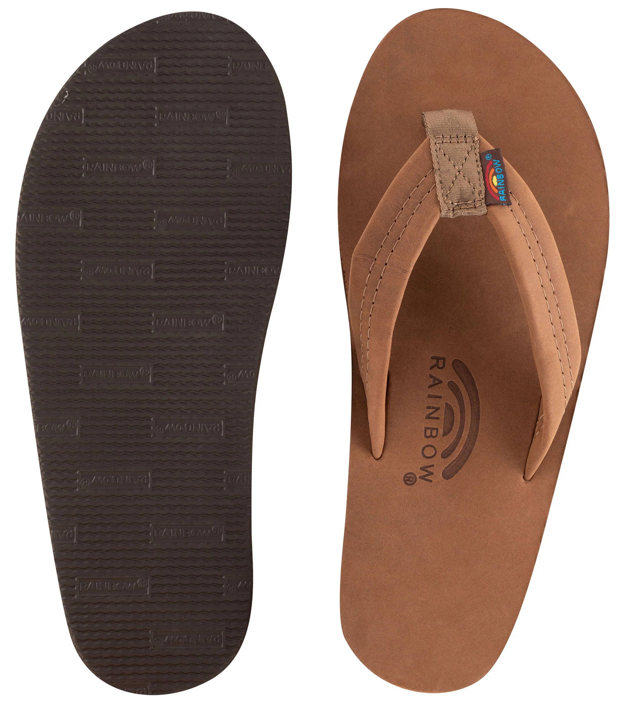 Rainbow - Men's Single Layer Leather Sandals | Redwood