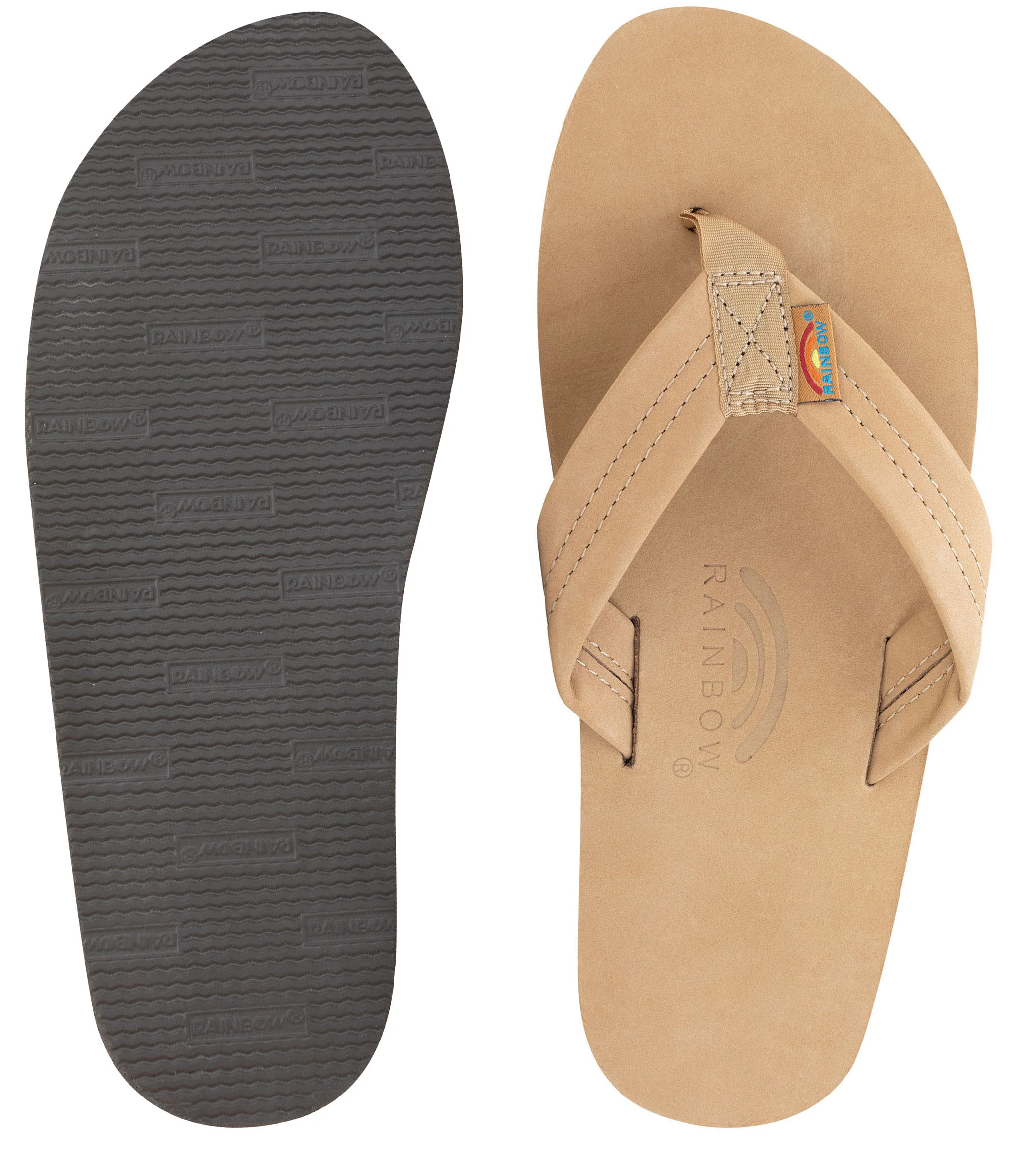 Rainbow - Men's Single Layer Leather Sandals | Sierra Brown