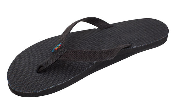 Rainbow - Women's Single Layer Hemp Sandals | Black (Narrow Strap) - Image 2