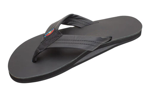 Rainbow - Women's Single Layer Leather Sandals | Black - Image 2