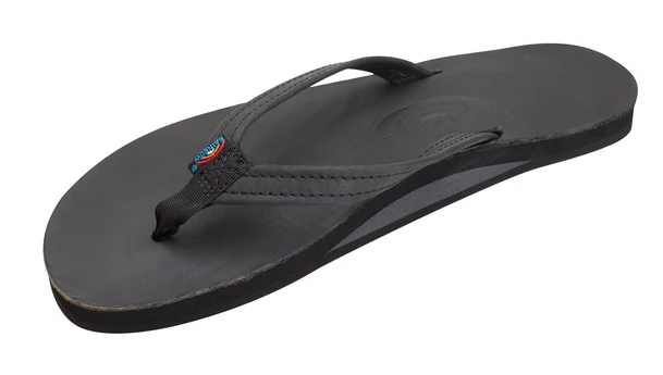 Rainbow - Women's Single Layer Leather Sandals | Black (Narrow Strap) - Image 2