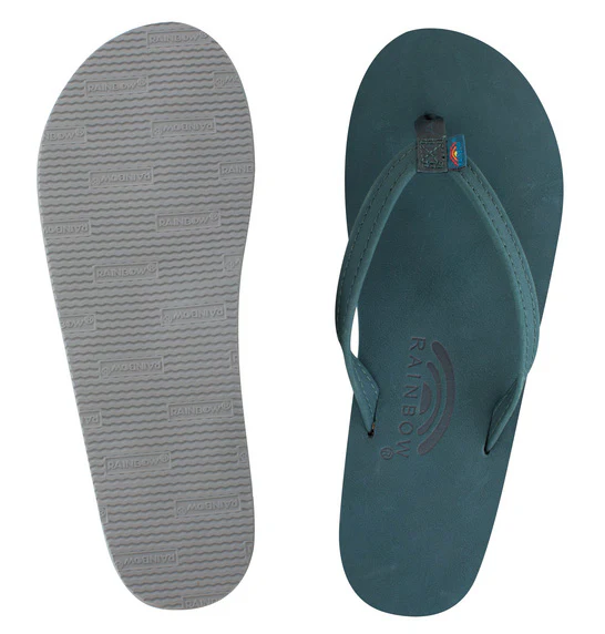 Rainbow - Women's Single Layer Leather Sandals | Turquoise (Narrow Strap)