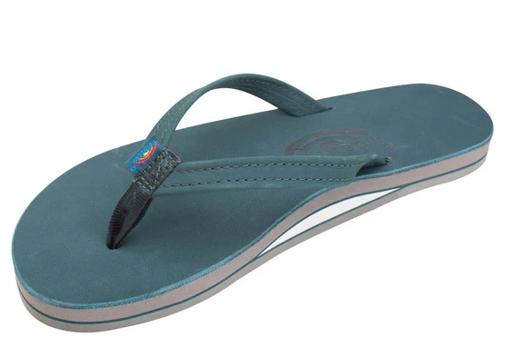 Rainbow - Women's Single Layer Leather Sandals | Turquoise (Narrow Strap) - Image 2
