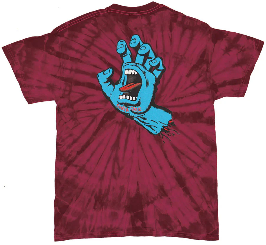 Santa Cruz - Screaming Hand Tee | Burgundy Spider Tie-Dye - Image 2