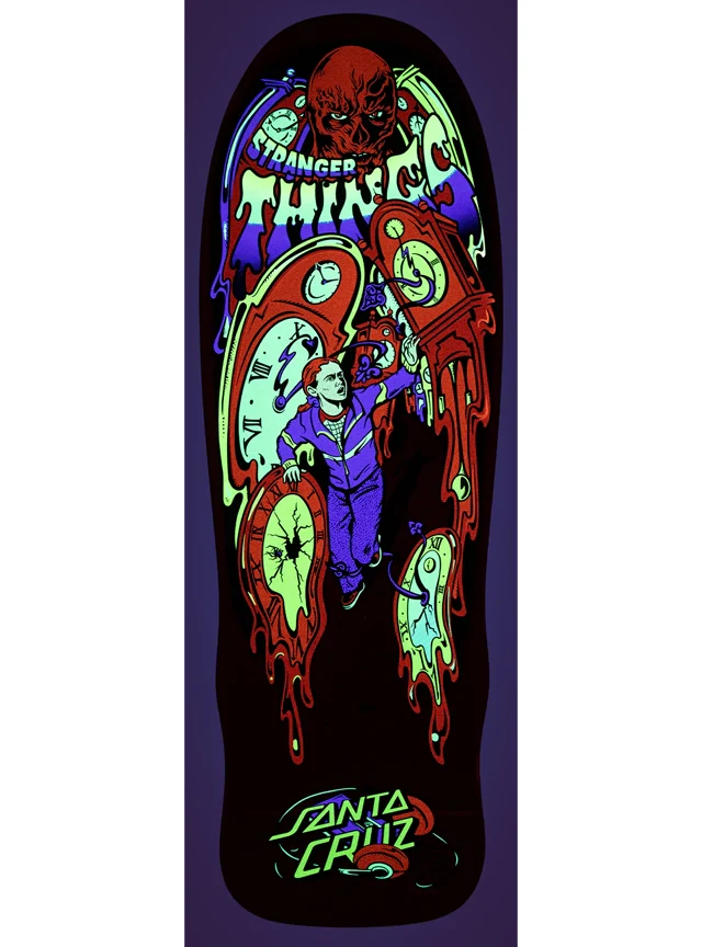 Santa Cruz x Stranger Things - Grabke Max Melting Clock 9.7" Deck - Image 3