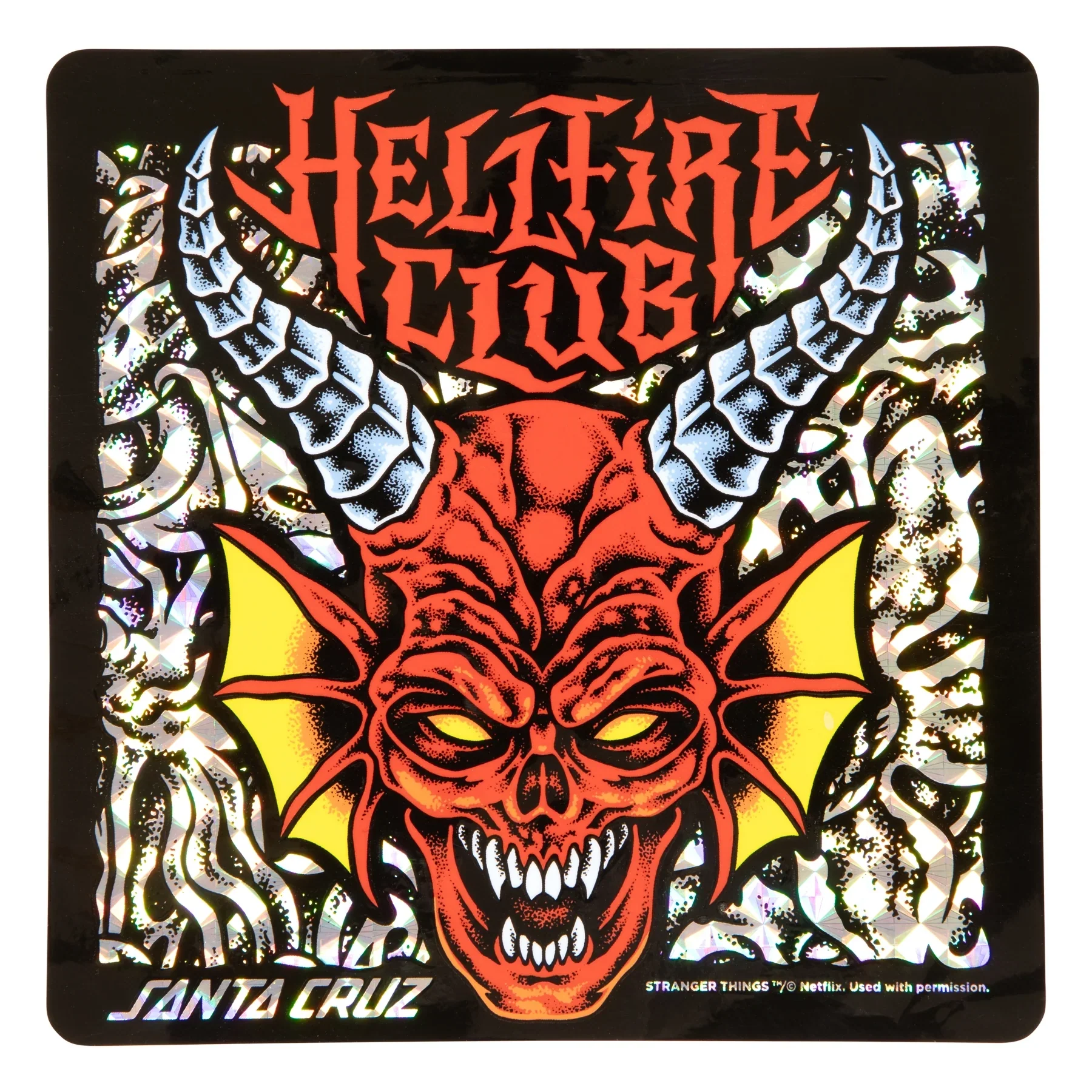 Santa Cruz x Stranger Things - Hellfire Club Flames 9" Deck - Image 4
