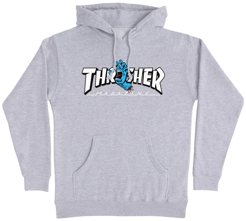 Santa Cruz x Thrasher - Screaming Hand Mag Logo Hoodie | Grey Heather