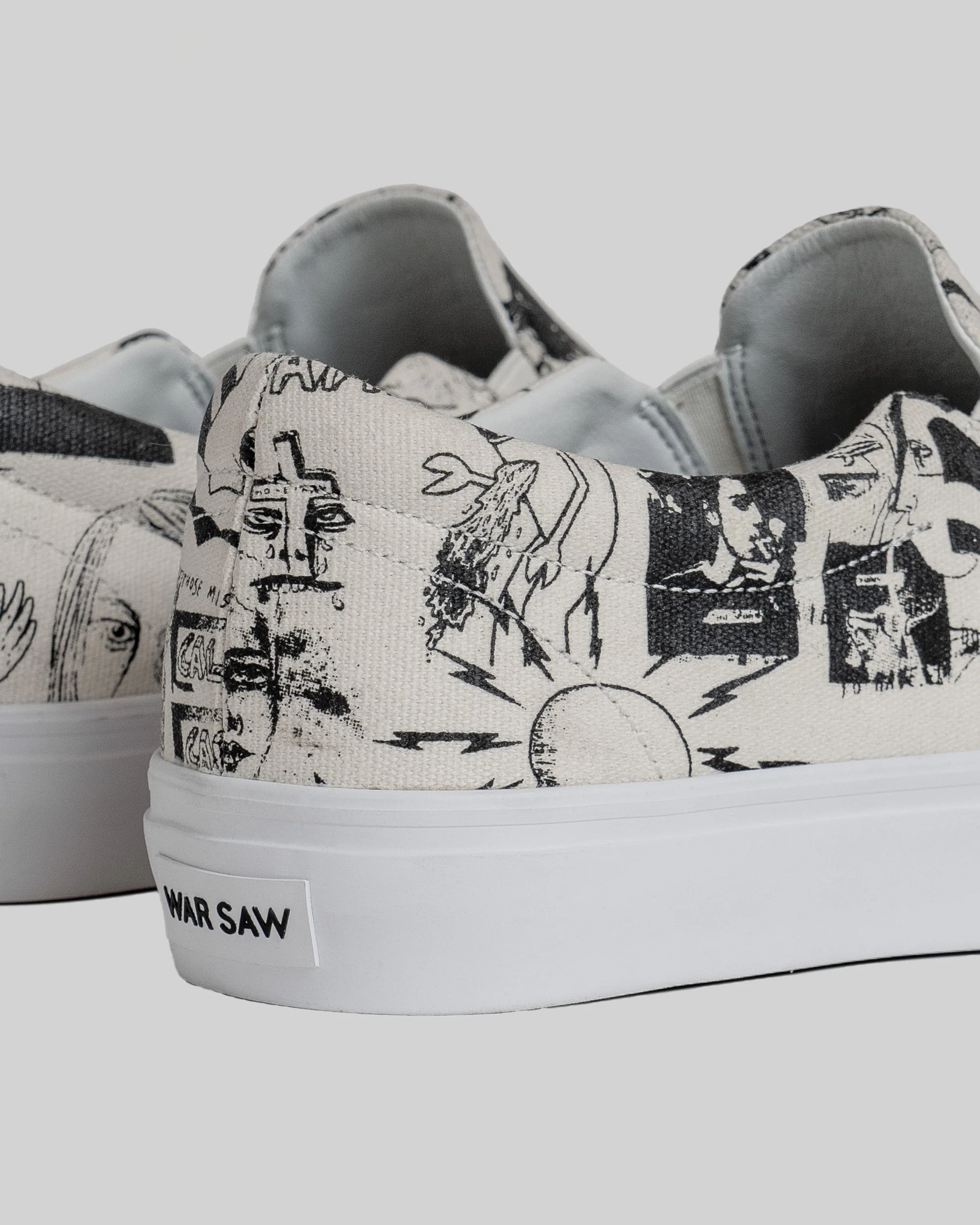 War Saw - Stranger Slip-On Shoes | Templeton Collage (Canvas) - Image 6