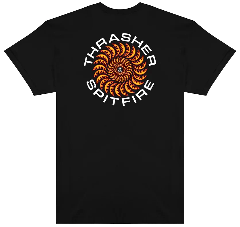 Thrasher x Spitfire - Classic Swirl Tee | Black - Image 2