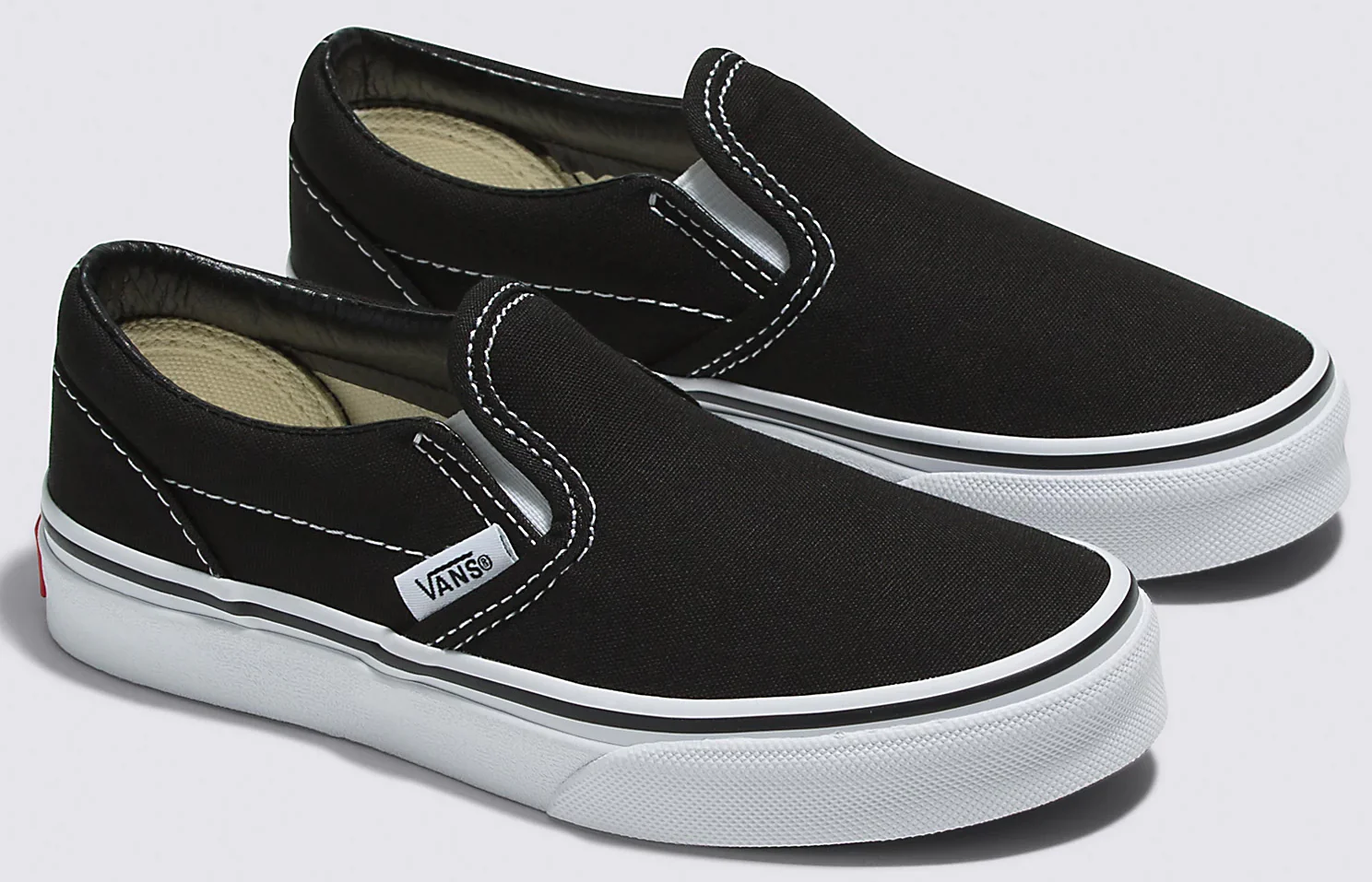 Vans - Kids Classic Slip-On Shoes | Black White - Image 2
