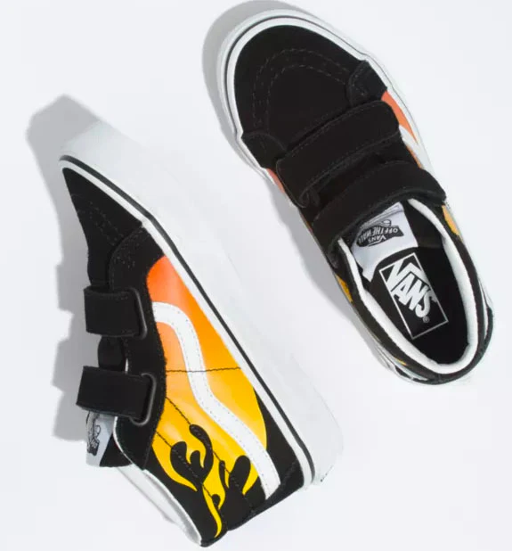 Vans - Kids Mid Skool V Reissue Shoes | Black (Hot Flame) - Image 2