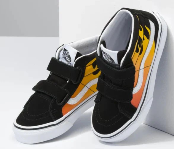 Vans - Kids Mid Skool V Reissue Shoes | Black (Hot Flame) - Image 3