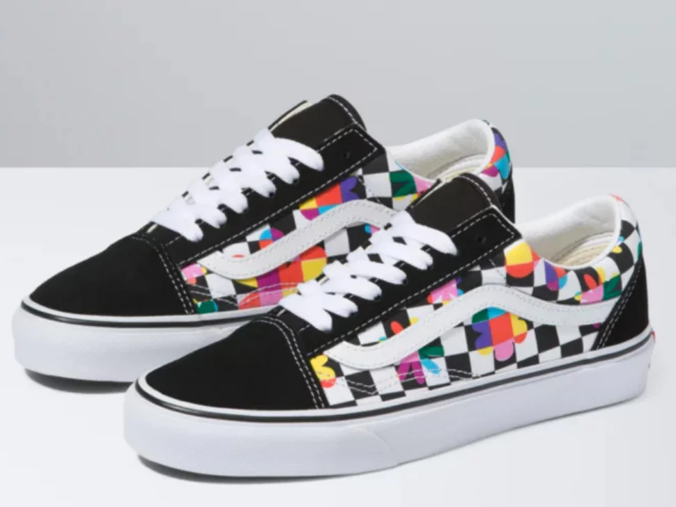 Vans - Old Skool Shoes | Black (Floral Checkerboard) - Image 2