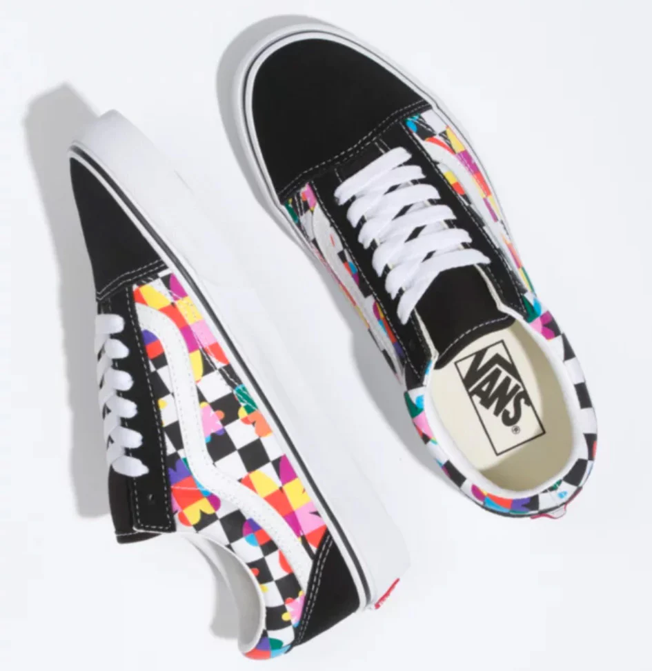 Vans - Old Skool Shoes | Black (Floral Checkerboard) - Image 4