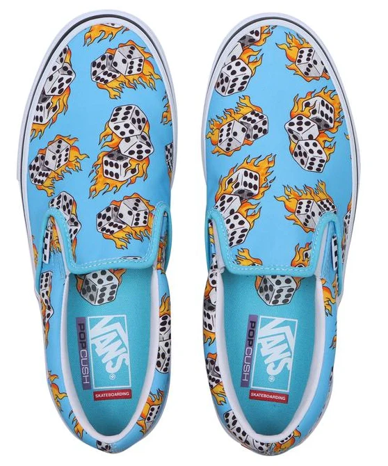 Vans - Skate Slip-On Shoes | Synth Blue (Flame Dice) - Image 3