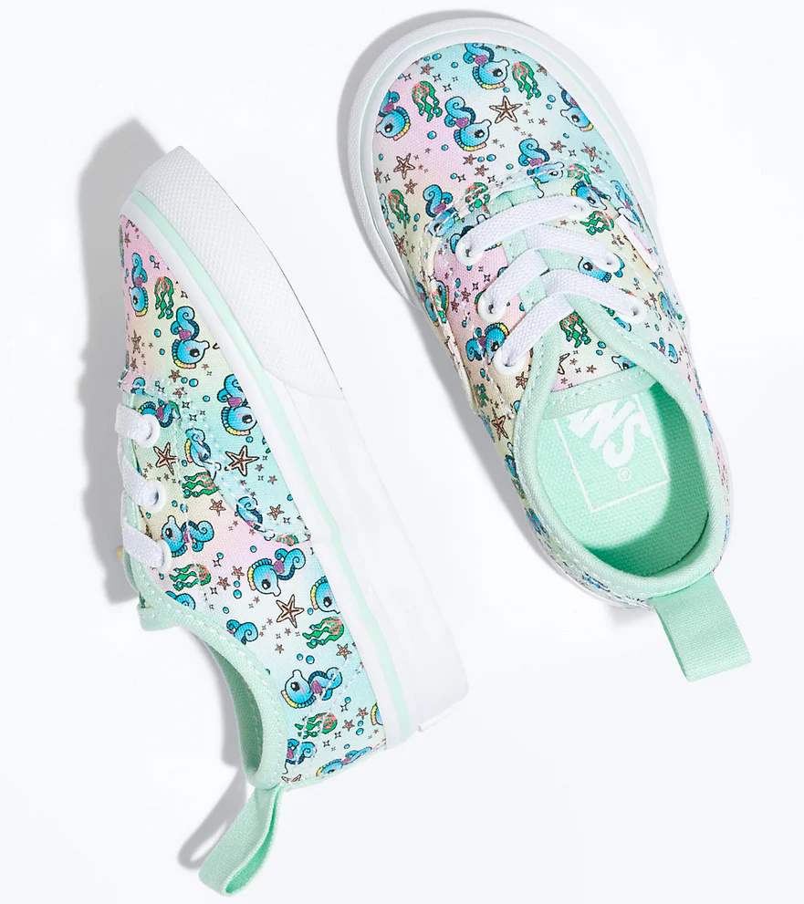 Vans - Toddler Authentic Elastic Lace Shoes | Pastel Multi (Rainbow Seahorse) - Image 5