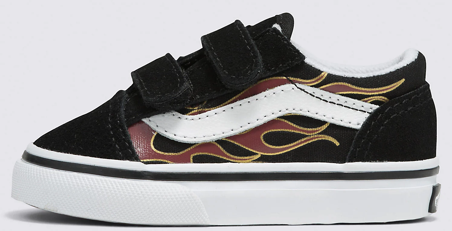 Vans - Toddler Old Skool V Shoes | Black (Metallic Flame)