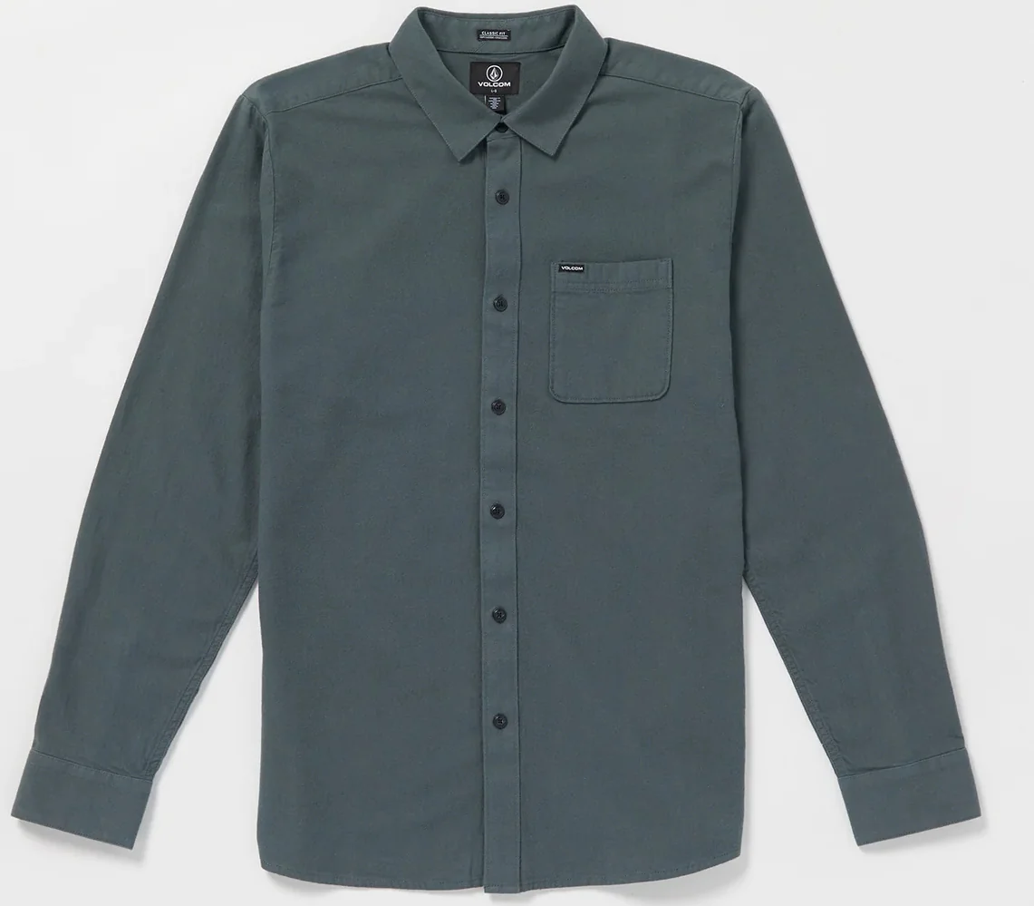 Volcom - Caden Solid L/S Flannel Shirt | Dark Slate
