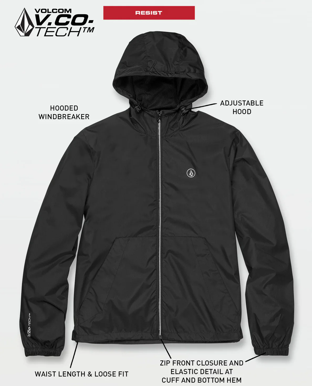 Volcom - Phase 91 Hooded Jacket | Black - Image 3